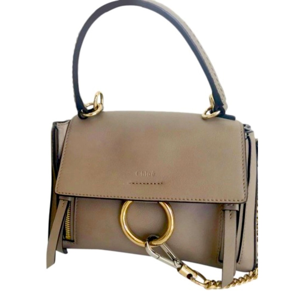 Chloe Faye Mini Leather Bag Gray